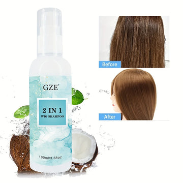 GZE 2 IN 1 Wig Shampoo For Synthetic Hair Soak & Rinse, Deep Cleansing, Revitalizes, Moisturizes