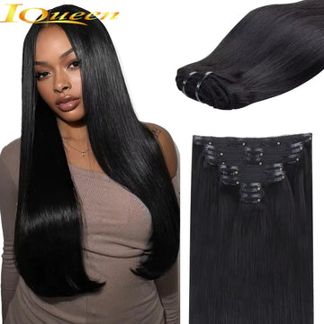 Clip In Hair Extensions Human Hair Brazilian Straight Clip In Natural Black Color Clip Ins Remy Hair 20 22 24 26 Inch For Women