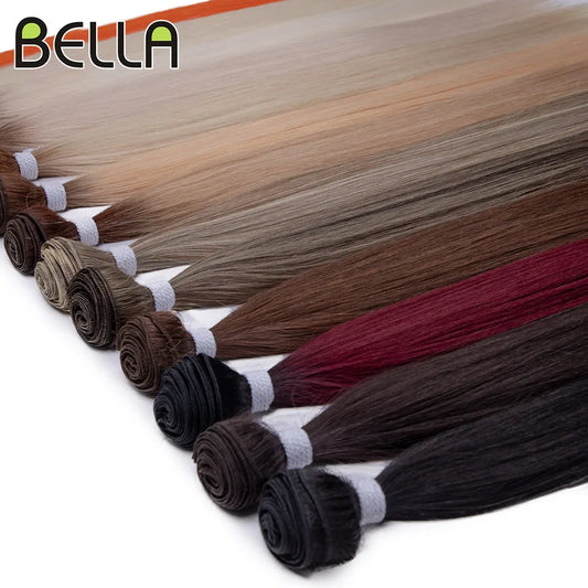 Bella Bone Straight Hair Extensions Ombre Blonde Fake Hair Bundles Super Long Hair Synthetic 24 Inch Straight Hair Full to End