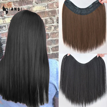 DIANQI Clip In One Piece U Style Hair Extensions 4 clips Hair piece Short Straight Clip Synthetic Women Hair Extensions